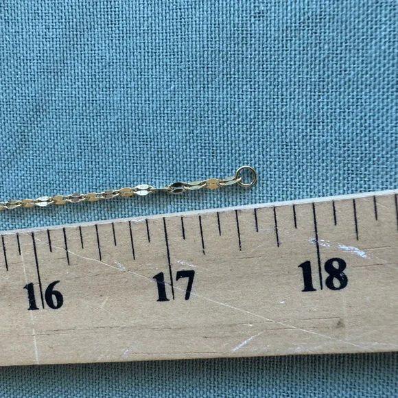 Gold Glitter Sequin Chain Necklace - Stainlees steel Flat Link - Picture 5 of 7